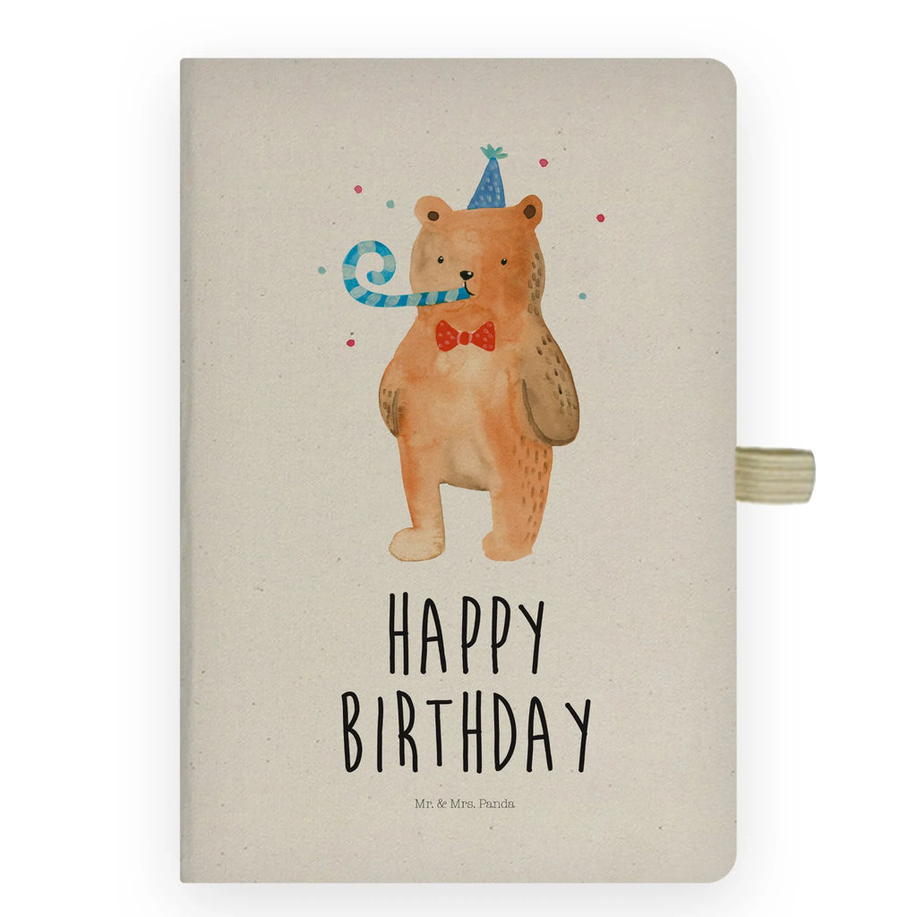 Baumwoll Notizbuch Birthday Bär Notizen, Eintragebuch, Tagebuch, Notizblock, Adressbuch, Journal, Kladde, Skizzenbuch, Notizheft, Schreibbuch, Schreibheft, Bär, Teddy, Teddybär, Happy Birthday, Alles Gute, Glückwunsch, Geburtstag