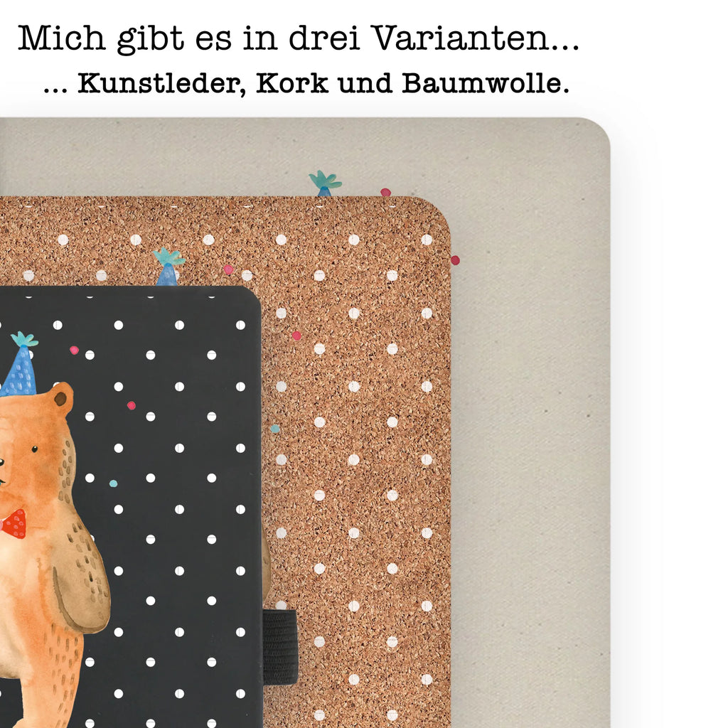 Baumwoll Notizbuch Birthday Bär Notizen, Eintragebuch, Tagebuch, Notizblock, Adressbuch, Journal, Kladde, Skizzenbuch, Notizheft, Schreibbuch, Schreibheft, Bär, Teddy, Teddybär, Happy Birthday, Alles Gute, Glückwunsch, Geburtstag