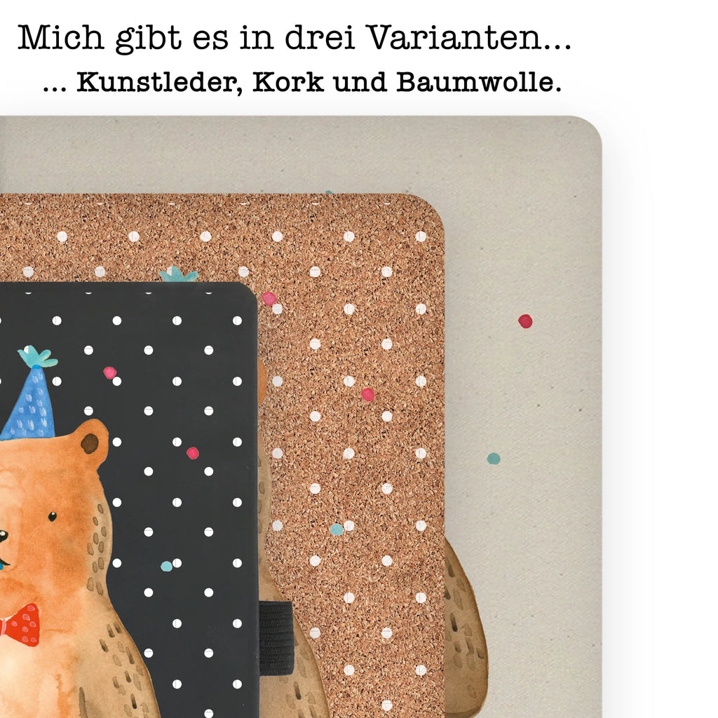 Baumwoll Notizbuch Birthday Bär Notizen, Eintragebuch, Tagebuch, Notizblock, Adressbuch, Journal, Kladde, Skizzenbuch, Notizheft, Schreibbuch, Schreibheft, Bär, Teddy, Teddybär, Happy Birthday, Alles Gute, Glückwunsch, Geburtstag