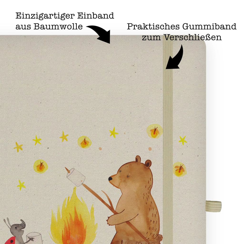 Baumwoll Notizbuch Bär & Marienkäfer Lagerfeuer Notizen, Eintragebuch, Tagebuch, Notizblock, Adressbuch, Journal, Kladde, Skizzenbuch, Notizheft, Schreibbuch, Schreibheft, Bär, Teddy, Teddybär, Lagerfeuer