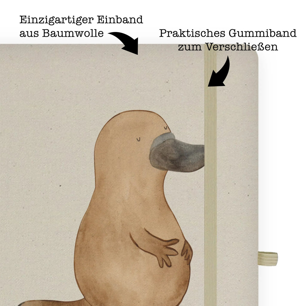 Baumwoll Notizbuch Schnabeltier mutig Notizen, Eintragebuch, Tagebuch, Notizblock, Adressbuch, Journal, Kladde, Skizzenbuch, Notizheft, Schreibbuch, Schreibheft, Meerestiere, Meer, Urlaub, Schnabeltier, Mut, mutig, Lebensweisheit, Schnabeltiere, Motivation, Training, Büro, Arbeit, Neuanfang, Neustart, Weltreise, Raodtrip