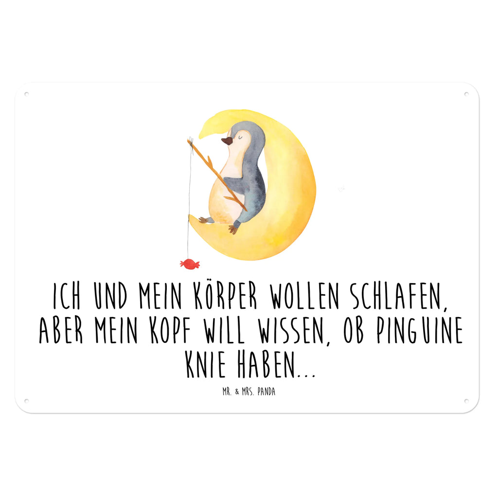 Blechschild Pinguin Mond Blechschild, Metallschild, Geschenk Schild, Schild, Magnet-Metall-Schild, Deko Schild, Wandschild, Wand-Dekoration, Türschild, Pinguin, Pinguine, Spruch, schlafen, Nachtruhe, Einschlafen, Schlafzimmer, Schlafstörungen, Gästezimmer