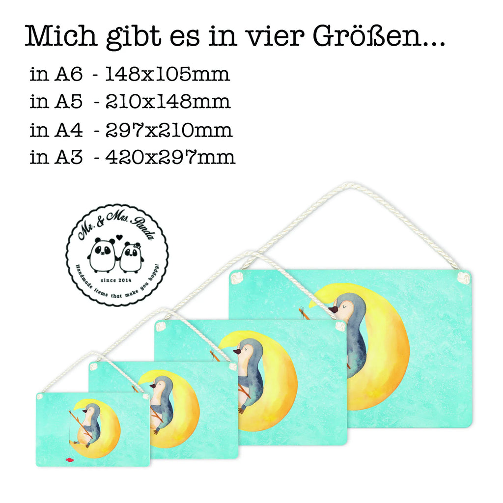 Deko Schild Pinguin Mond Dekoschild, Deko Schild, Schild, Tür Schild, Türschild, Holzschild, Wandschild, Wanddeko, Pinguin, Pinguine, Spruch, schlafen, Nachtruhe, Einschlafen, Schlafzimmer, Schlafstörungen, Gästezimmer