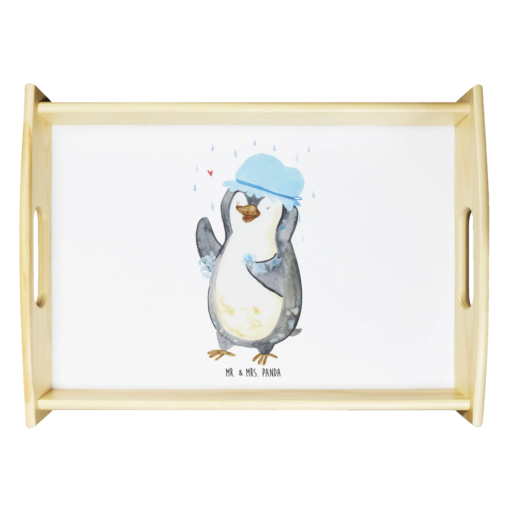 Serviertablett Pinguin Duschen Serviertablett, Tablett, Holztablett, Küchentablett, Dekotablett, Frühstückstablett, Pinguin, Pinguine, Dusche, duschen, Lebensmotto, Motivation, Neustart, Neuanfang, glücklich sein