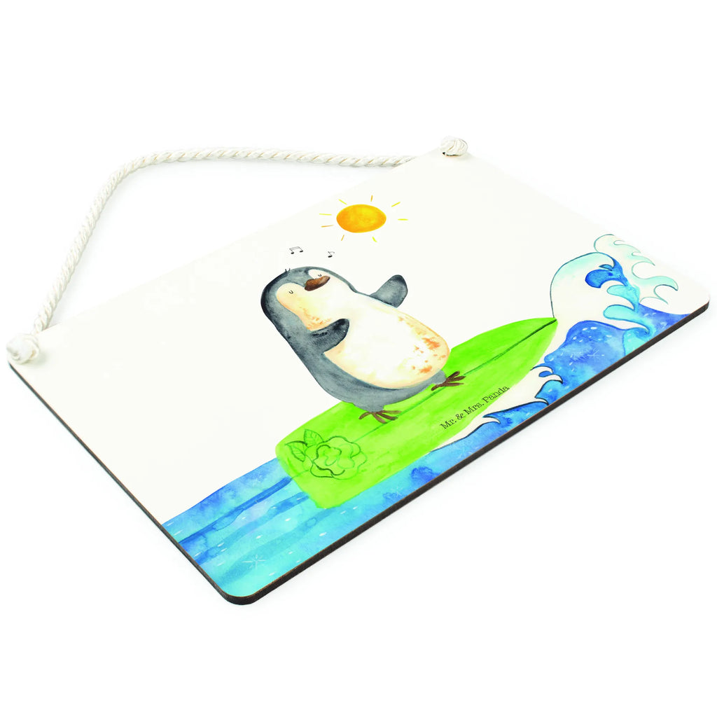 Deko Schild Pinguin Surfer Dekoschild, Deko Schild, Schild, Tür Schild, Türschild, Holzschild, Wandschild, Wanddeko, Pinguin, Pinguine, surfen, Surfer, Hawaii, Urlaub, Wellen, Wellen reiten, Portugal