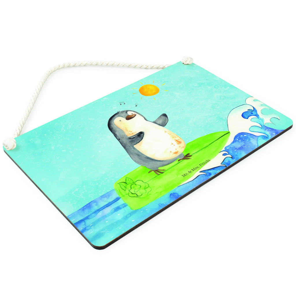 Deko Schild Pinguin Surfer Dekoschild, Deko Schild, Schild, Tür Schild, Türschild, Holzschild, Wandschild, Wanddeko, Pinguin, Pinguine, surfen, Surfer, Hawaii, Urlaub, Wellen, Wellen reiten, Portugal