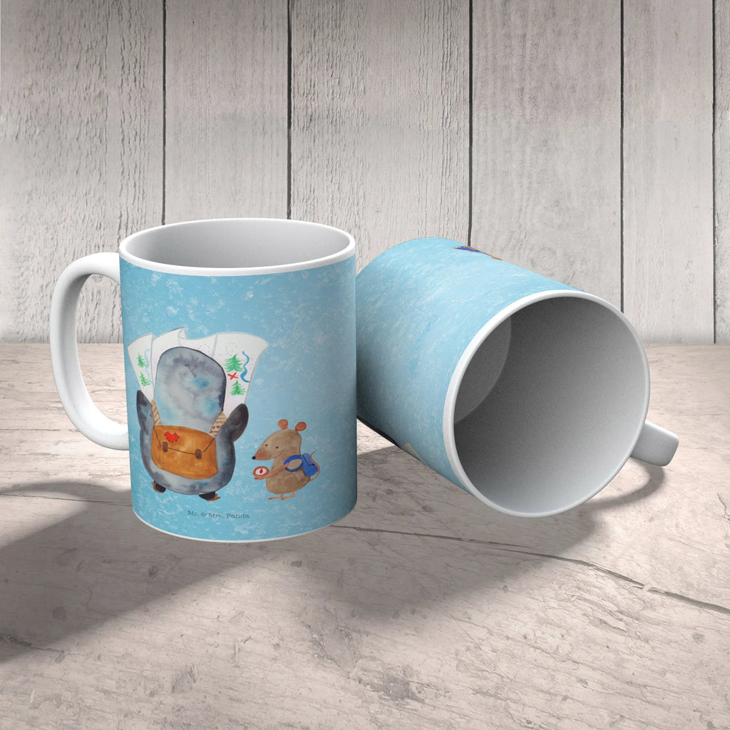 Tasse Pinguin & Maus Wanderer Tasse, Kaffeetasse, Teetasse, Becher, Kaffeebecher, Teebecher, Keramiktasse, Porzellantasse, Büro Tasse, Geschenk Tasse, Tasse Sprüche, Tasse Motive, Kaffeetassen, Tasse bedrucken, Designer Tasse, Cappuccino Tassen, Schöne Teetassen, Pinguin, Pinguine, Abenteurer, Abenteuer, Roadtrip, Ausflug, Wanderlust, wandern