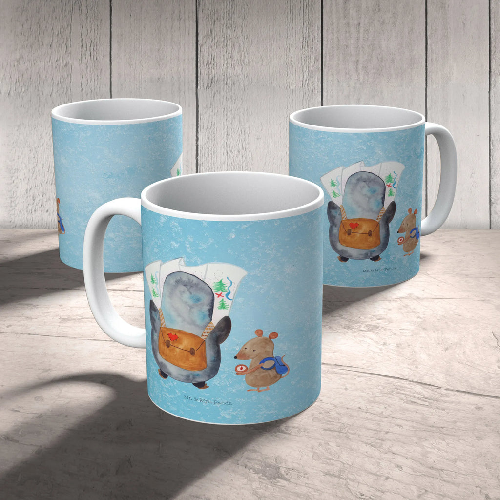 Tasse Pinguin & Maus Wanderer Tasse, Kaffeetasse, Teetasse, Becher, Kaffeebecher, Teebecher, Keramiktasse, Porzellantasse, Büro Tasse, Geschenk Tasse, Tasse Sprüche, Tasse Motive, Kaffeetassen, Tasse bedrucken, Designer Tasse, Cappuccino Tassen, Schöne Teetassen, Pinguin, Pinguine, Abenteurer, Abenteuer, Roadtrip, Ausflug, Wanderlust, wandern