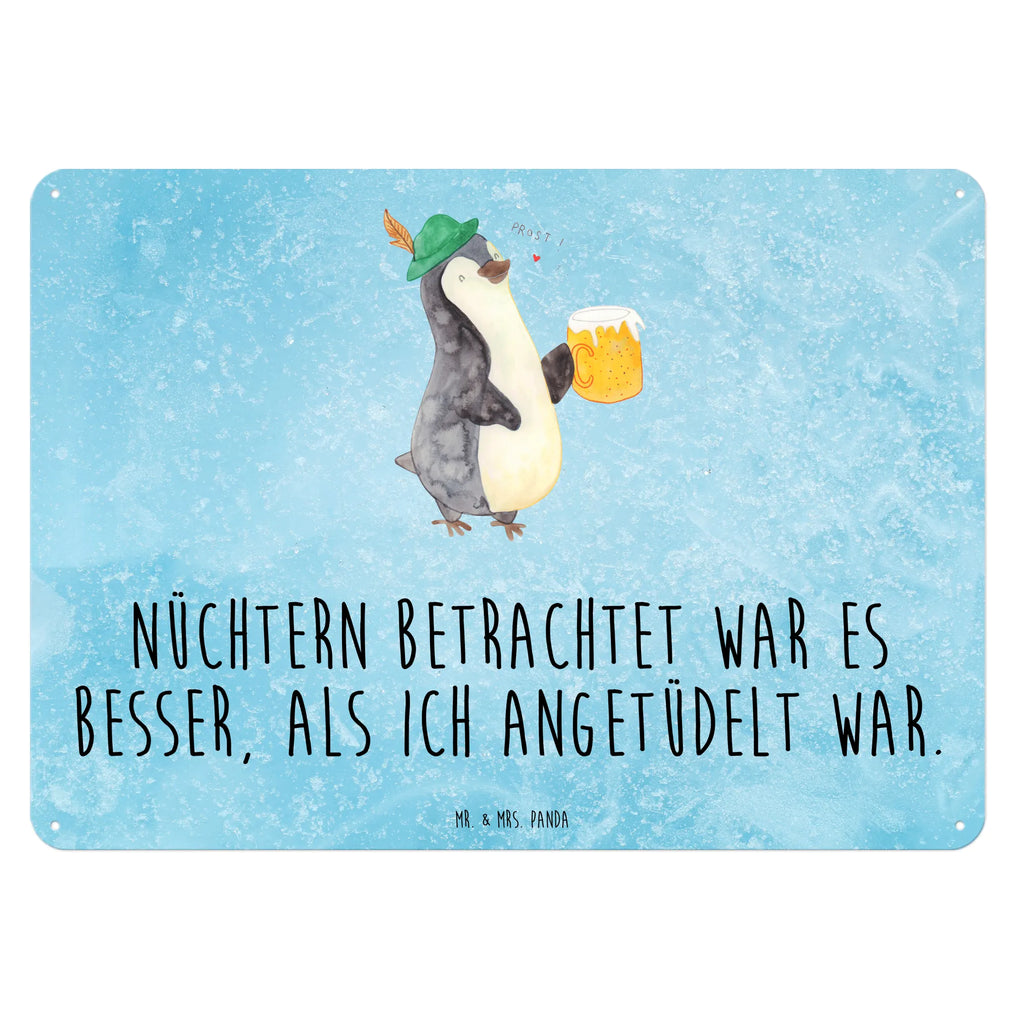 Blechschild Pinguin Bier Blechschild, Metallschild, Geschenk Schild, Schild, Magnet-Metall-Schild, Deko Schild, Wandschild, Wand-Dekoration, Türschild, Pinguin, Pinguine, Bier, Oktoberfest