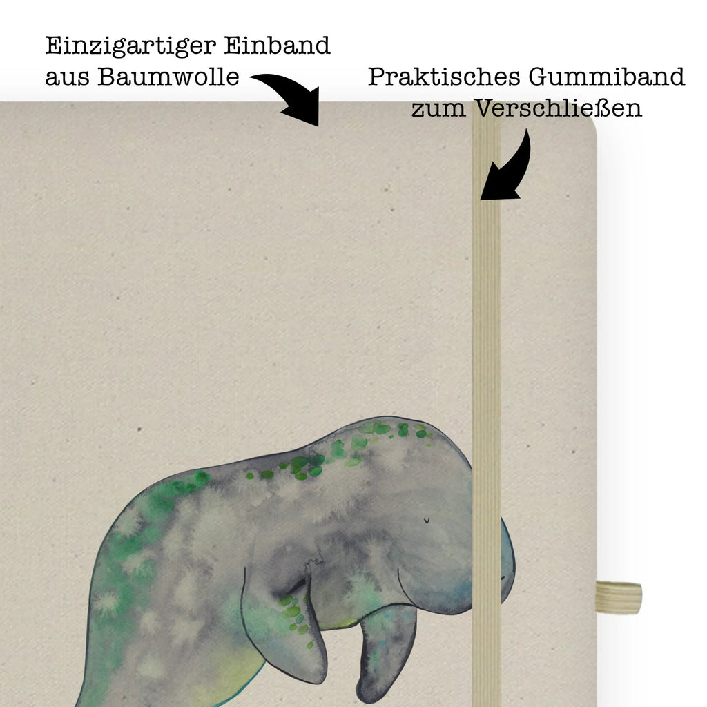 Baumwoll Notizbuch Seekuh chillt Notizen, Eintragebuch, Tagebuch, Notizblock, Adressbuch, Journal, Kladde, Skizzenbuch, Notizheft, Schreibbuch, Schreibheft, Meerestiere, Meer, Urlaub, Seekuh, Seekühe, Diät, Abnehmen, Zucker, Diätwahn, Essen, Süßigkeiten