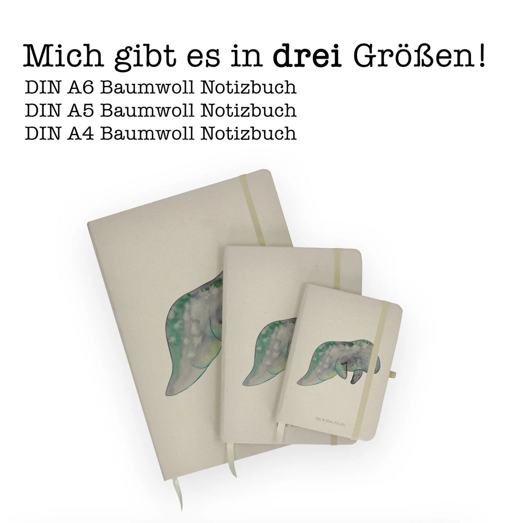 Baumwoll Notizbuch Seekuh chillt Notizen, Eintragebuch, Tagebuch, Notizblock, Adressbuch, Journal, Kladde, Skizzenbuch, Notizheft, Schreibbuch, Schreibheft, Meerestiere, Meer, Urlaub, Seekuh, Seekühe, Diät, Abnehmen, Zucker, Diätwahn, Essen, Süßigkeiten