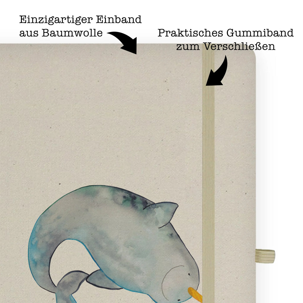 Baumwoll Notizbuch Narwal Notizen, Eintragebuch, Tagebuch, Notizblock, Adressbuch, Journal, Kladde, Skizzenbuch, Notizheft, Schreibbuch, Schreibheft, Meerestiere, Meer, Urlaub, Narwal, Wal, Putzen, Hausfrau, Junggesellin, aufräumen, Kinderzimmer