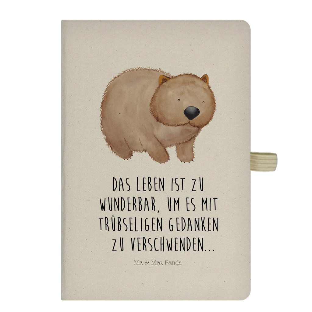 Baumwoll Notizbuch Wombat Notizen, Eintragebuch, Tagebuch, Notizblock, Adressbuch, Journal, Kladde, Skizzenbuch, Notizheft, Schreibbuch, Schreibheft, Tiermotive, Gute Laune, lustige Sprüche, Tiere, Wombat, Das Leben ist schön, Motivation, Spruch, Australien