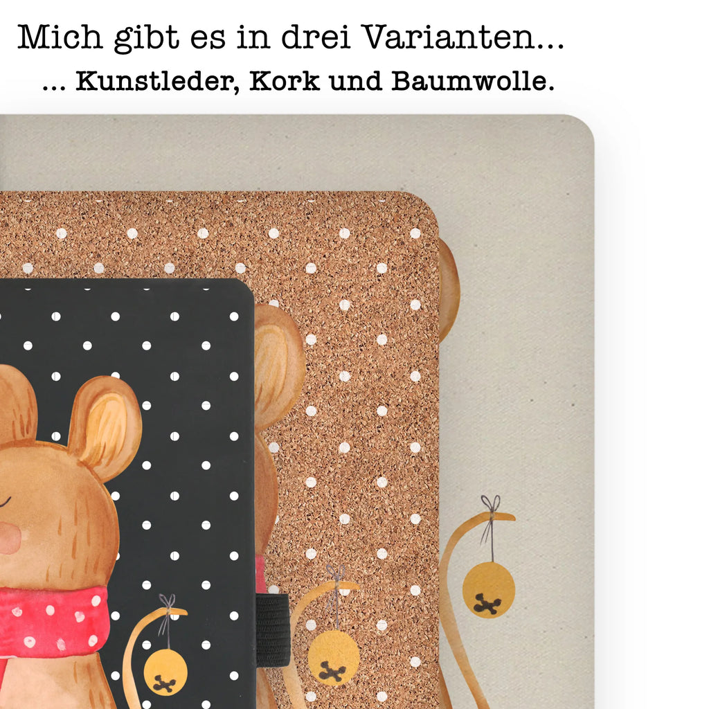 Baumwoll Notizbuch Weihnachtsmaus Notizen, Eintragebuch, Tagebuch, Notizblock, Adressbuch, Journal, Kladde, Skizzenbuch, Notizheft, Schreibbuch, Schreibheft, Winter, Weihnachten, Weihnachtsdeko, Nikolaus, Advent, Heiligabend, Wintermotiv, Frohe Weihnachten, Weihnachtsgruß, Weihnachtsmotiv, Maus, Mäuschen, Weihnachtswunder