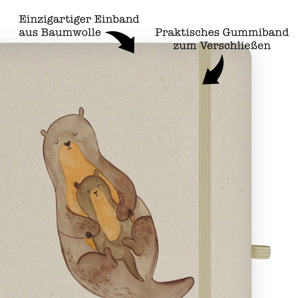 Baumwoll Notizbuch Otter mit Kind Notizen, Eintragebuch, Tagebuch, Notizblock, Adressbuch, Journal, Kladde, Skizzenbuch, Notizheft, Schreibbuch, Schreibheft, Otter, Fischotter, Seeotter, Otter Seeotter See Otter