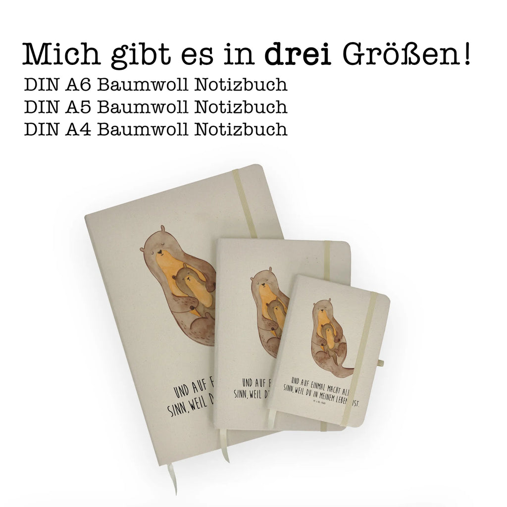 Baumwoll Notizbuch Otter mit Kind Notizen, Eintragebuch, Tagebuch, Notizblock, Adressbuch, Journal, Kladde, Skizzenbuch, Notizheft, Schreibbuch, Schreibheft, Otter, Fischotter, Seeotter, Otter Seeotter See Otter