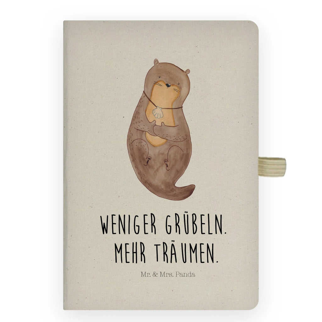 Baumwoll Notizbuch Otter mit Muschelmedaillon Notizen, Eintragebuch, Tagebuch, Notizblock, Adressbuch, Journal, Kladde, Skizzenbuch, Notizheft, Schreibbuch, Schreibheft, Otter, Fischotter, Seeotter, Otterliebe, grübeln, träumen, Motivation, Tagträumen, Büro