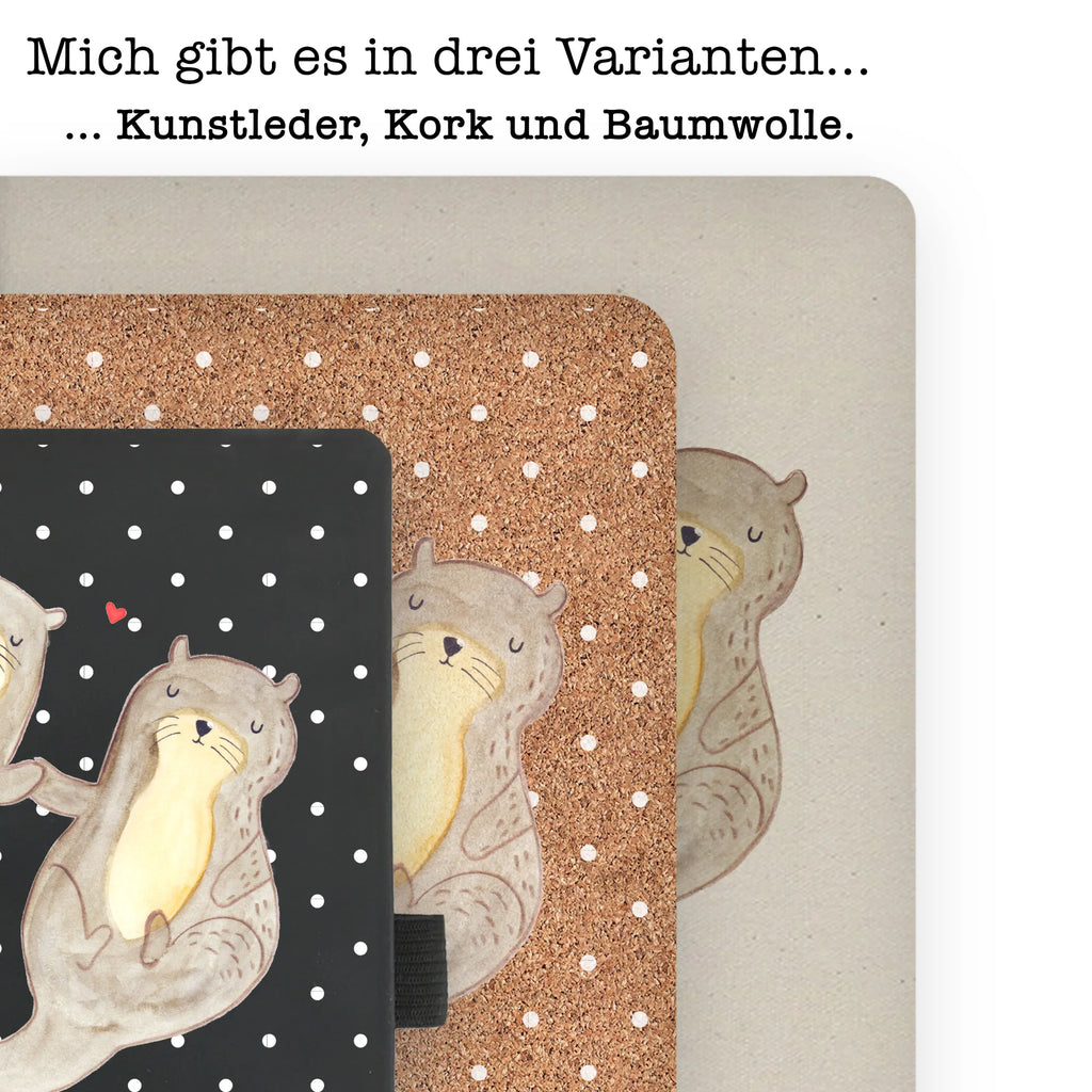 Baumwoll Notizbuch Otter händchenhaltend Notizen, Eintragebuch, Tagebuch, Notizblock, Adressbuch, Journal, Kladde, Skizzenbuch, Notizheft, Schreibbuch, Schreibheft, Otter, Fischotter, Seeotter, Otter Seeotter See Otter