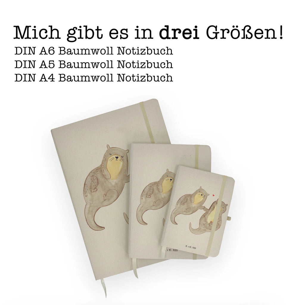 Baumwoll Notizbuch Otter händchenhaltend Notizen, Eintragebuch, Tagebuch, Notizblock, Adressbuch, Journal, Kladde, Skizzenbuch, Notizheft, Schreibbuch, Schreibheft, Otter, Fischotter, Seeotter, Otter Seeotter See Otter