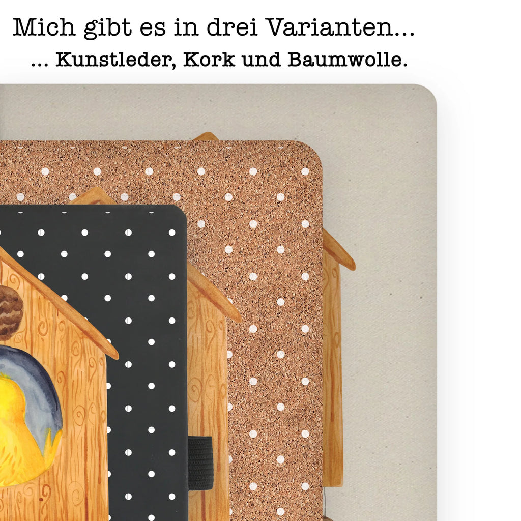 Baumwoll Notizbuch Vogelhaus sweet Home Notizen, Eintragebuch, Tagebuch, Notizblock, Adressbuch, Journal, Kladde, Skizzenbuch, Notizheft, Schreibbuch, Schreibheft, Tiermotive, Gute Laune, lustige Sprüche, Tiere, Vogelhaus, Vogel, Home sweet Home, Einzug, Umzug, Geschenk, Einzugsgeschenk, Hausbau, Haus