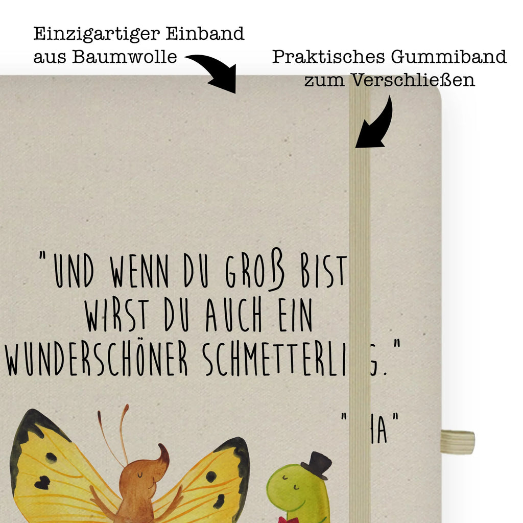 Baumwoll Notizbuch Raupe Schmetterling Notizen, Eintragebuch, Tagebuch, Notizblock, Adressbuch, Journal, Kladde, Skizzenbuch, Notizheft, Schreibbuch, Schreibheft, Tiermotive, Gute Laune, lustige Sprüche, Tiere, Raupe, Schmetterling, Zitronenfalter, Entwicklung, Erwachsen werden, Kokon, Hut, Hütchen, Schönheit, Aufwachsen