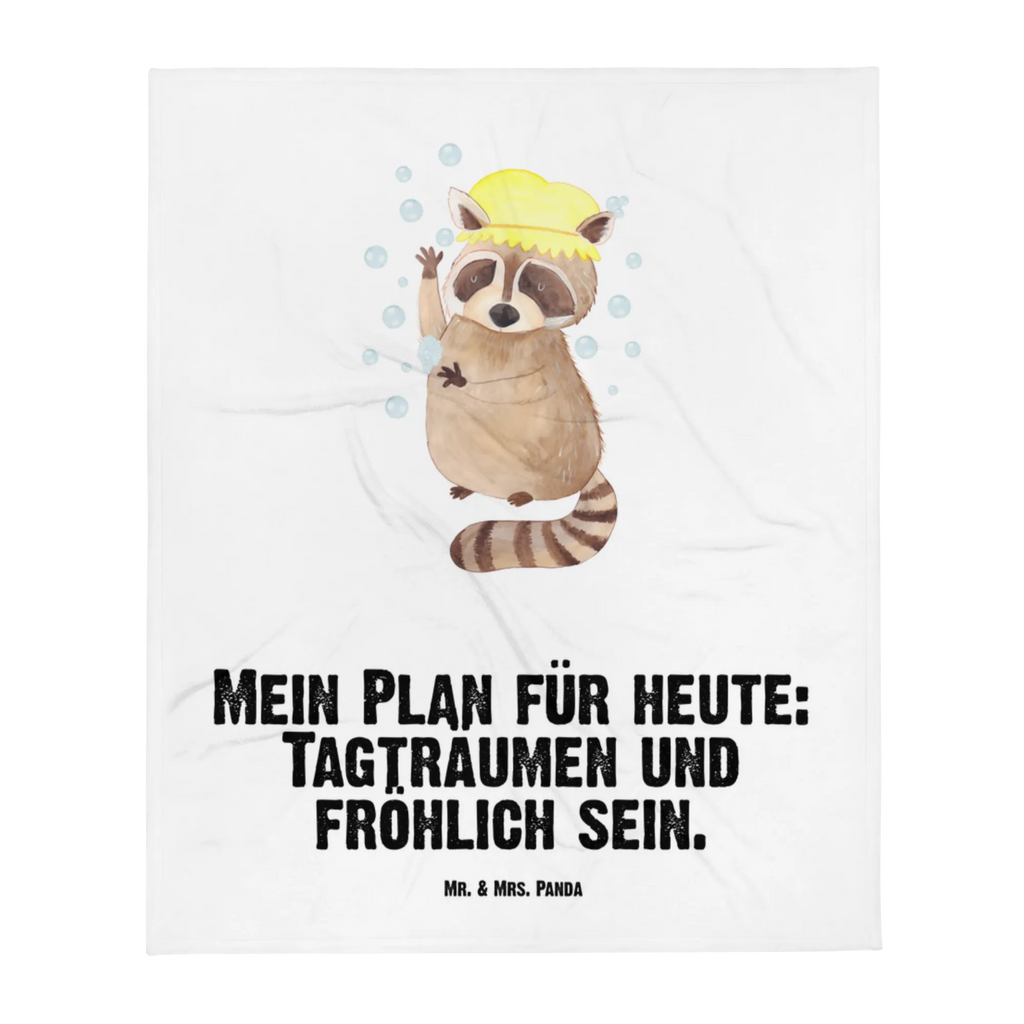 Babydecke Waschbär Babydecke, Babygeschenk, Geschenk Geburt, Babyecke Kuscheldecke, Krabbeldecke, Tiermotive, Gute Laune, lustige Sprüche, Tiere, Waschbär, Tagträumen, Plan, Fröhlich, waschen, Seifenblasen