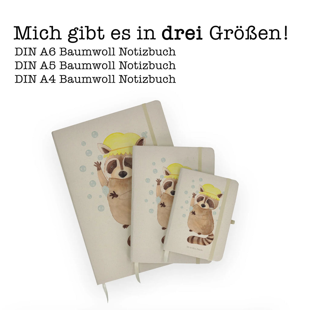 Baumwoll Notizbuch Waschbär Notizen, Eintragebuch, Tagebuch, Notizblock, Adressbuch, Journal, Kladde, Skizzenbuch, Notizheft, Schreibbuch, Schreibheft, Tiermotive, Gute Laune, lustige Sprüche, Tiere, Waschbär, Tagträumen, Plan, Fröhlich, waschen, Seifenblasen