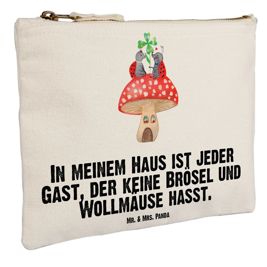 Schminktasche Marienkäfer Fliegenpilz Schminktasche, Kosmetiktasche, Kosmetikbeutel, Stiftemäppchen, Etui, Federmappe, Makeup, XXL, Schminketui, Kosmetiketui, Schlamperetui, Tiermotive, Gute Laune, lustige Sprüche, Tiere, Haus, Wohnung, zuhause, Fliegenpilz, Marienkäfer, Fleigenpilzhaus