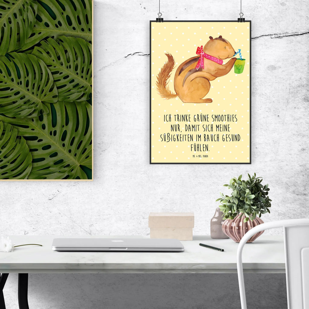 Poster Eichhörnchen Smoothie Poster, Wandposter, Bild, Wanddeko, Küchenposter, Kinderposter, Wanddeko Bild, Raumdekoration, Wanddekoration, Handgemaltes Poster, Mr. & Mrs. Panda Poster, Designposter, Kunstdruck, Posterdruck, Tiermotive, Gute Laune, lustige Sprüche, Tiere, Green Smoothies, Diät, Abnehmen, Streifenhörnchen, Eichhörnchen