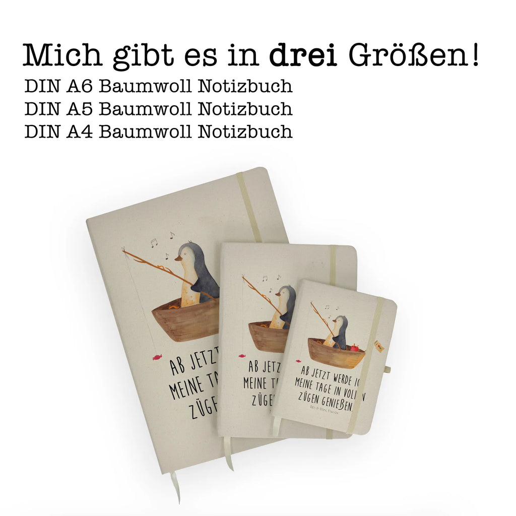 Baumwoll Notizbuch Pinguin Angelboot Notizen, Eintragebuch, Tagebuch, Notizblock, Adressbuch, Journal, Kladde, Skizzenbuch, Notizheft, Schreibbuch, Schreibheft, Pinguin, Pinguine, Angeln, Boot, Angelboot, Lebenslust, Leben, genießen, Motivation, Neustart, Neuanfang, Trennung, Scheidung, Geschenkidee Liebeskummer