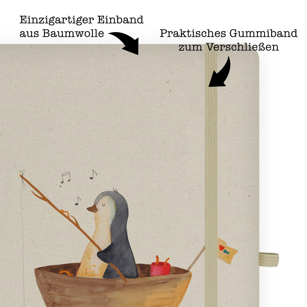 Baumwoll Notizbuch Pinguin Angelboot Notizen, Eintragebuch, Tagebuch, Notizblock, Adressbuch, Journal, Kladde, Skizzenbuch, Notizheft, Schreibbuch, Schreibheft, Pinguin, Pinguine, Angeln, Boot, Angelboot, Lebenslust, Leben, genießen, Motivation, Neustart, Neuanfang, Trennung, Scheidung, Geschenkidee Liebeskummer