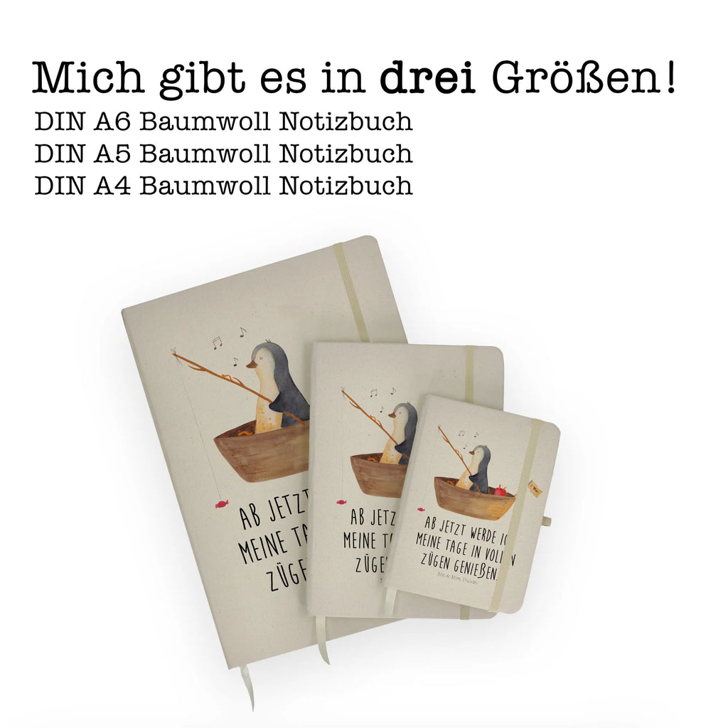 Baumwoll Notizbuch Pinguin Angelboot Notizen, Eintragebuch, Tagebuch, Notizblock, Adressbuch, Journal, Kladde, Skizzenbuch, Notizheft, Schreibbuch, Schreibheft, Pinguin, Pinguine, Angeln, Boot, Angelboot, Lebenslust, Leben, genießen, Motivation, Neustart, Neuanfang, Trennung, Scheidung, Geschenkidee Liebeskummer