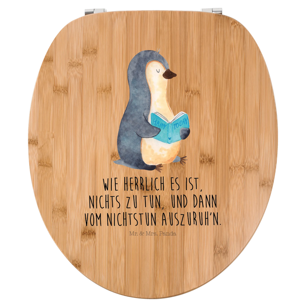 Motiv WC Sitz Pinguin Buch Klobrille, Klodeckel, Toilettendeckel, WC-Sitz, Toilette, Pinguin, Pinguine, Buch, Lesen, Bücherwurm, Nichtstun, Faulenzen, Ferien, Urlaub, Freizeit