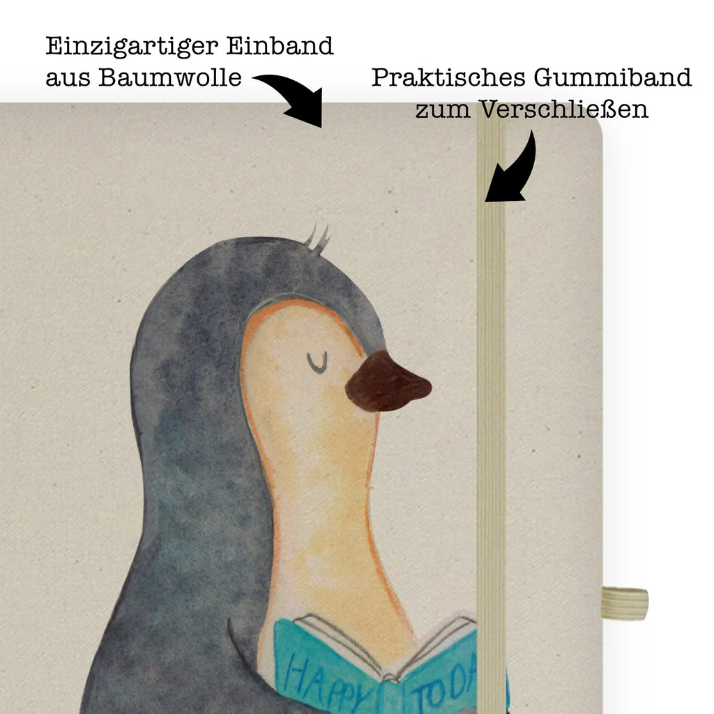 Baumwoll Notizbuch Pinguin Buch Notizen, Eintragebuch, Tagebuch, Notizblock, Adressbuch, Journal, Kladde, Skizzenbuch, Notizheft, Schreibbuch, Schreibheft, Pinguin, Pinguine, Buch, Lesen, Bücherwurm, Nichtstun, Faulenzen, Ferien, Urlaub, Freizeit