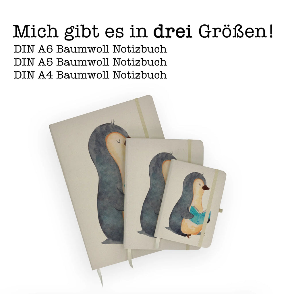 Baumwoll Notizbuch Pinguin Buch Notizen, Eintragebuch, Tagebuch, Notizblock, Adressbuch, Journal, Kladde, Skizzenbuch, Notizheft, Schreibbuch, Schreibheft, Pinguin, Pinguine, Buch, Lesen, Bücherwurm, Nichtstun, Faulenzen, Ferien, Urlaub, Freizeit