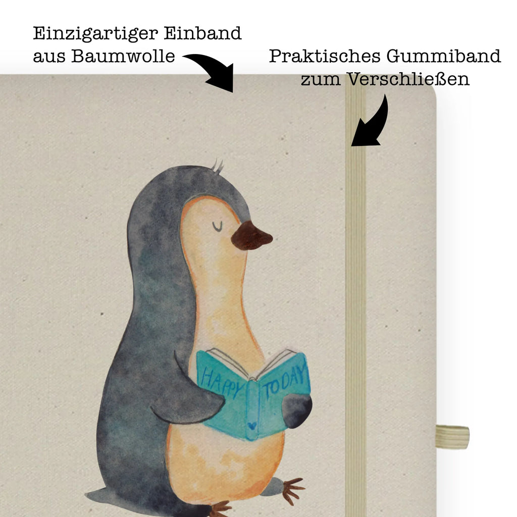 Baumwoll Notizbuch Pinguin Buch Notizen, Eintragebuch, Tagebuch, Notizblock, Adressbuch, Journal, Kladde, Skizzenbuch, Notizheft, Schreibbuch, Schreibheft, Pinguin, Pinguine, Buch, Lesen, Bücherwurm, Nichtstun, Faulenzen, Ferien, Urlaub, Freizeit