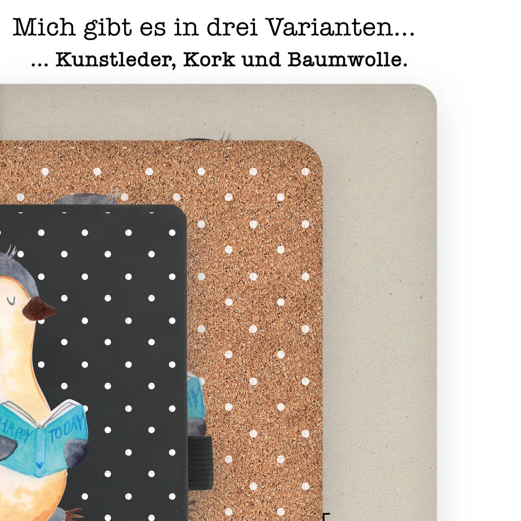 Baumwoll Notizbuch Pinguin Buch Notizen, Eintragebuch, Tagebuch, Notizblock, Adressbuch, Journal, Kladde, Skizzenbuch, Notizheft, Schreibbuch, Schreibheft, Pinguin, Pinguine, Buch, Lesen, Bücherwurm, Nichtstun, Faulenzen, Ferien, Urlaub, Freizeit