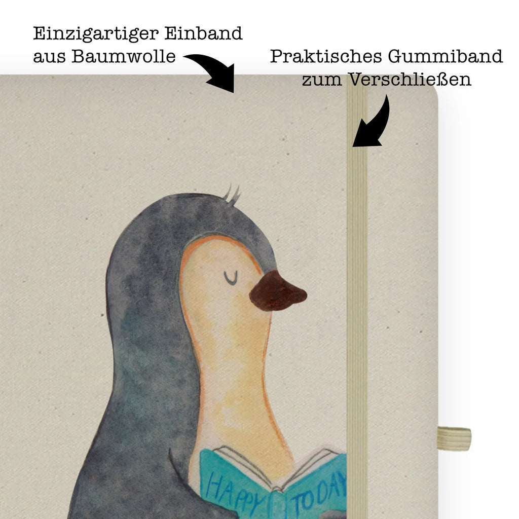 Baumwoll Notizbuch Pinguin Buch Notizen, Eintragebuch, Tagebuch, Notizblock, Adressbuch, Journal, Kladde, Skizzenbuch, Notizheft, Schreibbuch, Schreibheft, Pinguin, Pinguine, Buch, Lesen, Bücherwurm, Nichtstun, Faulenzen, Ferien, Urlaub, Freizeit