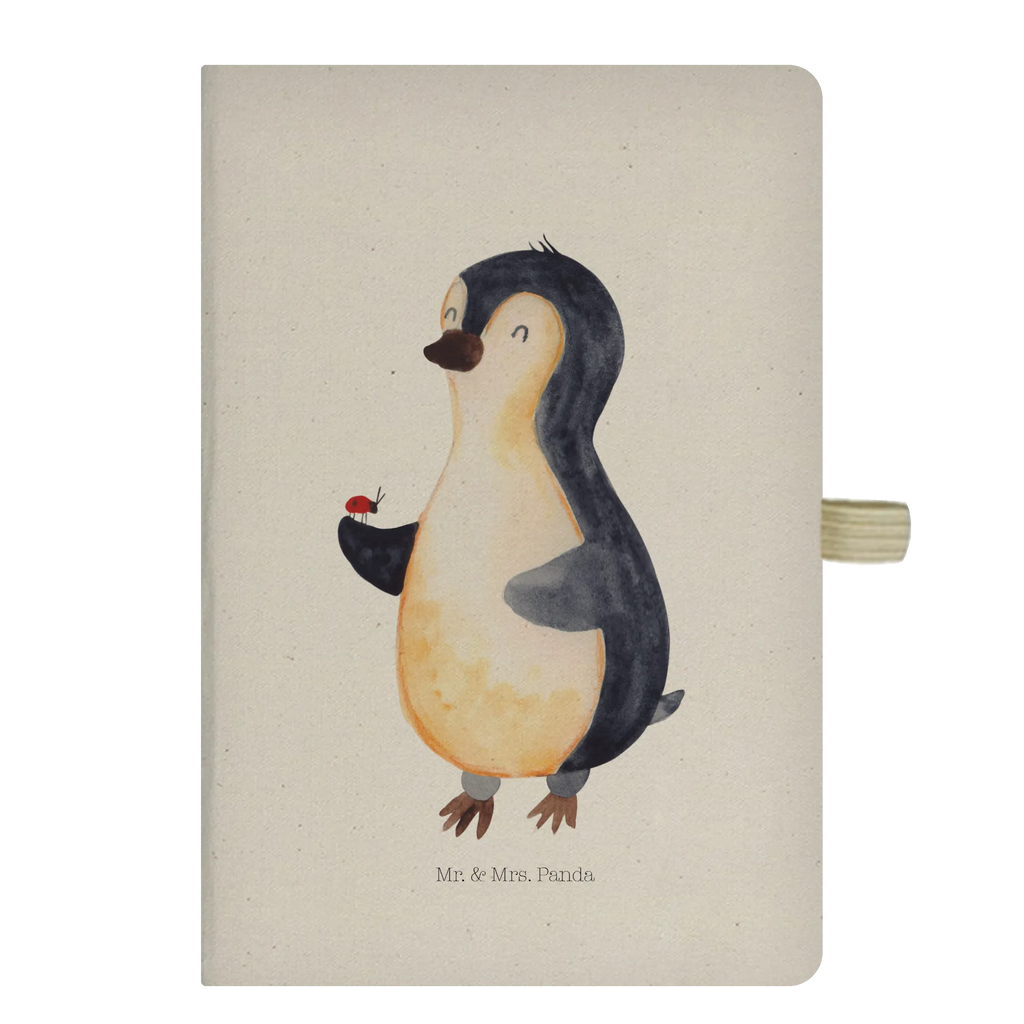 Baumwoll Notizbuch Pinguin Marienkäfer Notizen, Eintragebuch, Tagebuch, Notizblock, Adressbuch, Journal, Kladde, Skizzenbuch, Notizheft, Schreibbuch, Schreibheft, Pinguin, Pinguine, Marienkäfer, Liebe, Wunder, Glück, Freude, Lebensfreude