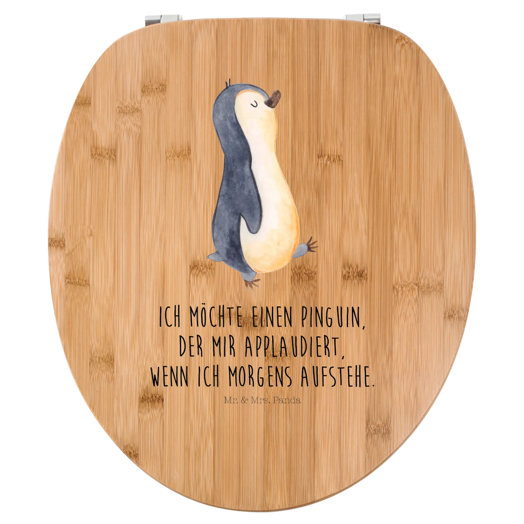 Motiv WC Sitz Pinguin marschierend Klobrille, Klodeckel, Toilettendeckel, WC-Sitz, Toilette, Pinguin, Pinguine, Frühaufsteher, Langschläfer, Bruder, Schwester, Familie