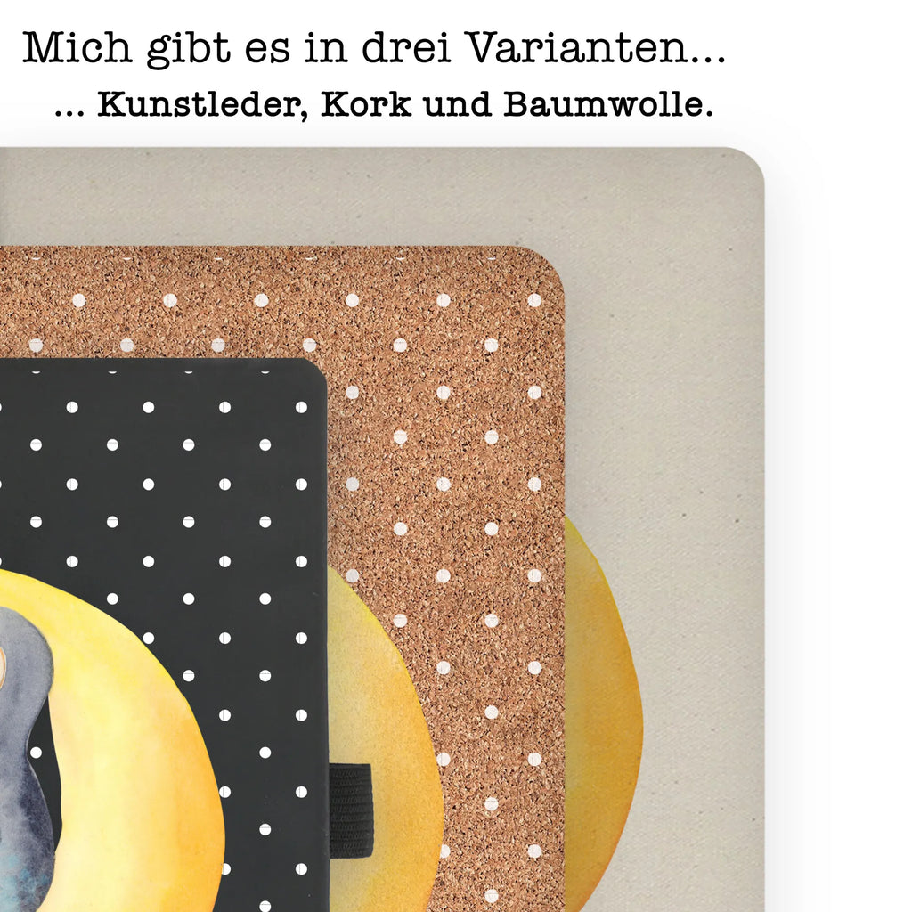 Baumwoll Notizbuch Pinguin Mond Notizen, Eintragebuch, Tagebuch, Notizblock, Adressbuch, Journal, Kladde, Skizzenbuch, Notizheft, Schreibbuch, Schreibheft, Pinguin, Pinguine, Spruch, schlafen, Nachtruhe, Einschlafen, Schlafzimmer, Schlafstörungen, Gästezimmer