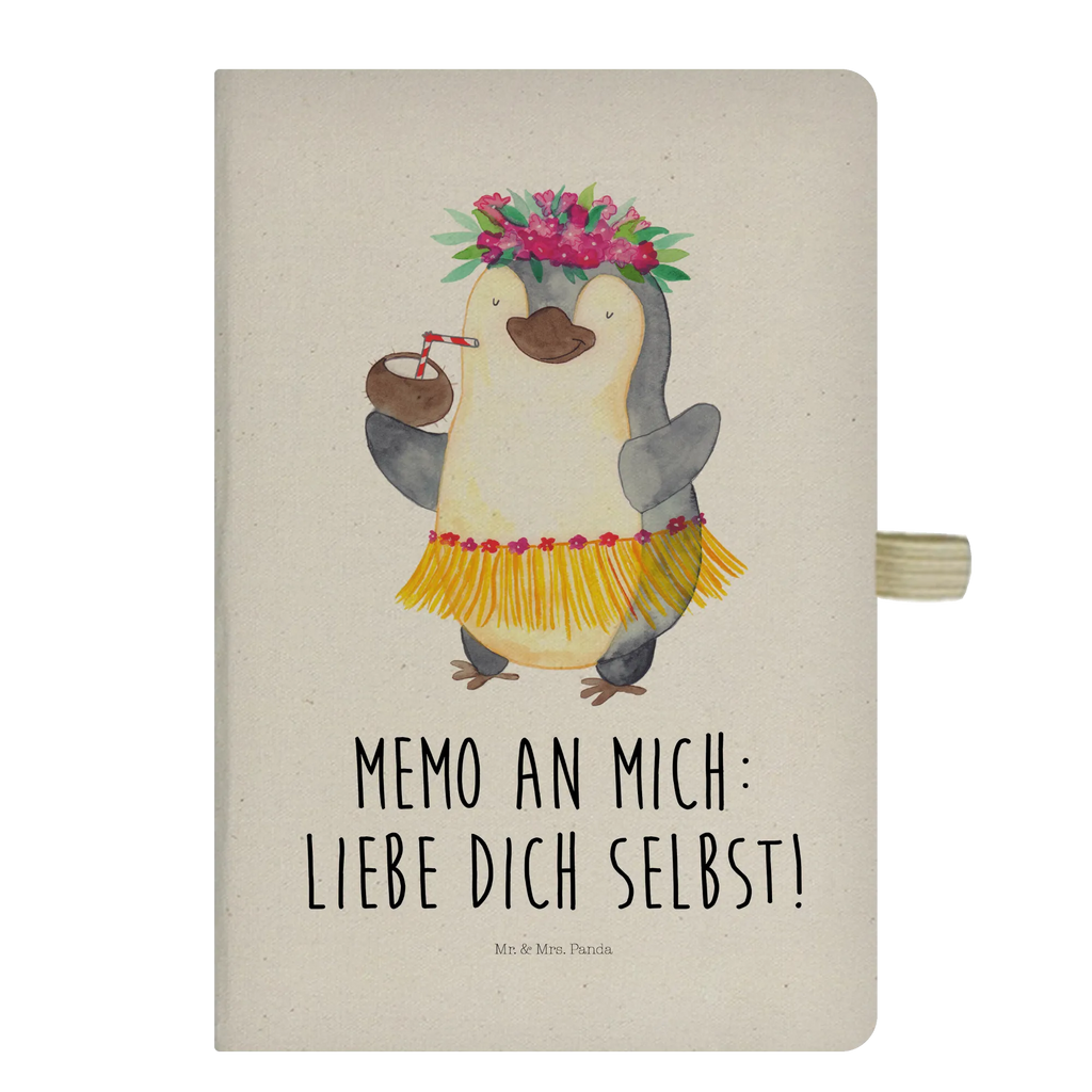 Baumwoll Notizbuch Pinguin Kokosnuss Notizen, Eintragebuch, Tagebuch, Notizblock, Adressbuch, Journal, Kladde, Skizzenbuch, Notizheft, Schreibbuch, Schreibheft, Pinguin, Aloha, Hawaii, Urlaub, Kokosnuss, Pinguine