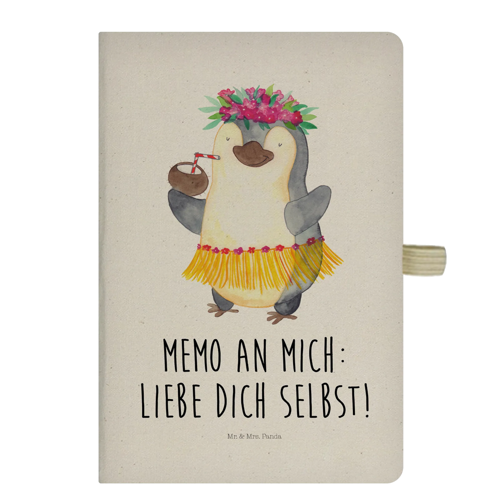 Baumwoll Notizbuch Pinguin Kokosnuss Notizen, Eintragebuch, Tagebuch, Notizblock, Adressbuch, Journal, Kladde, Skizzenbuch, Notizheft, Schreibbuch, Schreibheft, Pinguin, Aloha, Hawaii, Urlaub, Kokosnuss, Pinguine