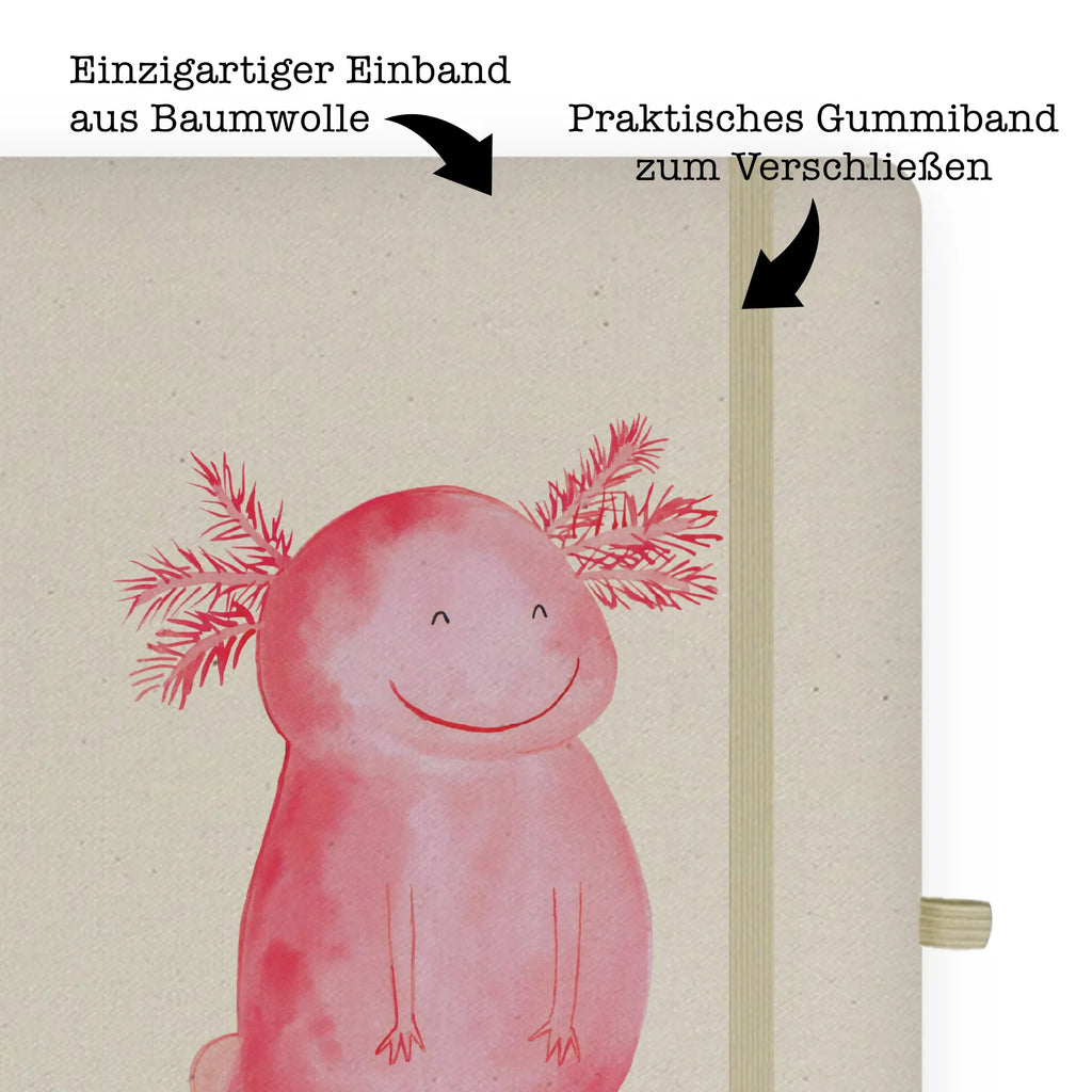 Baumwoll Notizbuch Axolotl Glücklich Notizen, Eintragebuch, Tagebuch, Notizblock, Adressbuch, Journal, Kladde, Skizzenbuch, Notizheft, Schreibbuch, Schreibheft, Axolotl, Molch, Axolot, Schwanzlurch, Lurch, Lurche, Motivation, gute Laune