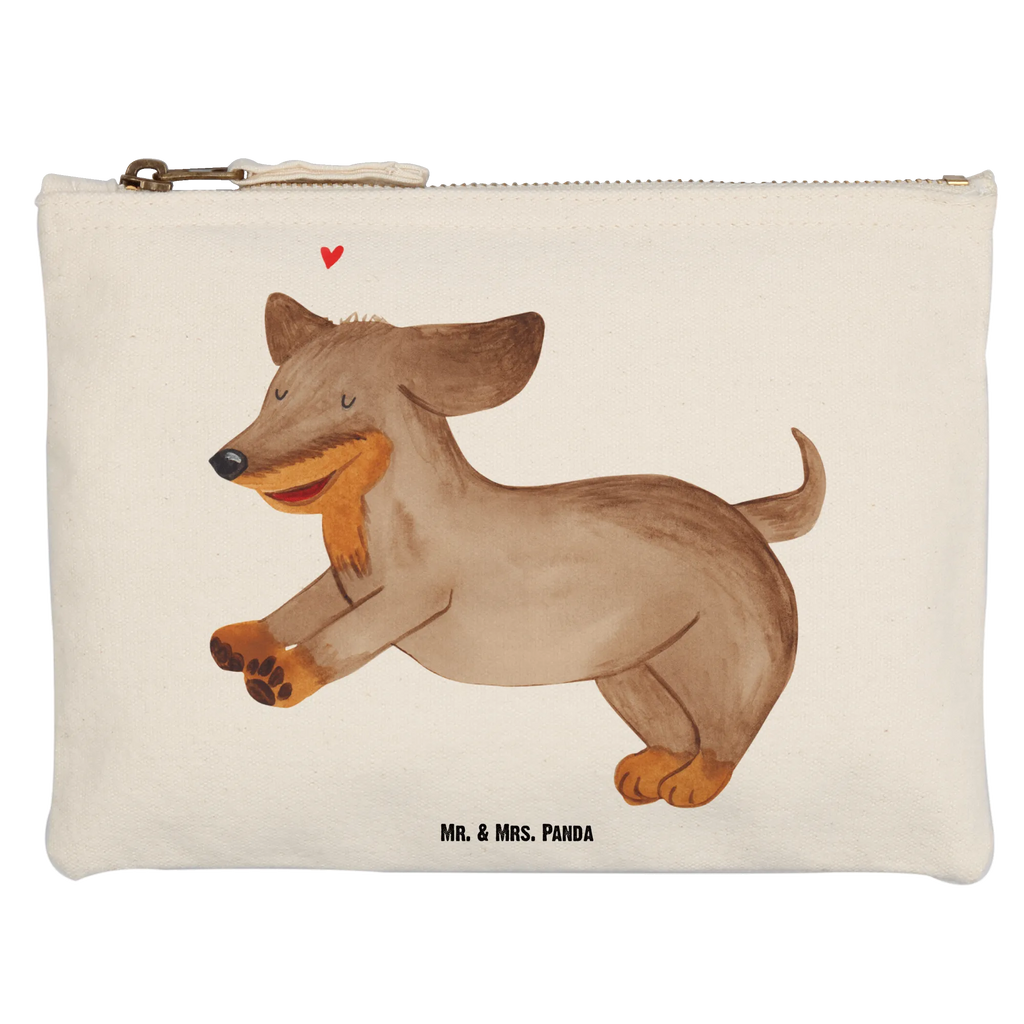 Schminktasche Hund Dackel fröhlich Schminktasche, Kosmetiktasche, Kosmetikbeutel, Stiftemäppchen, Etui, Federmappe, Makeup, XXL, Schminketui, Kosmetiketui, Schlamperetui, Hund, Hundemotiv, Haustier, Hunderasse, Tierliebhaber, Hundebesitzer, Sprüche, Hunde, Dackel, Dachshund, happy dog