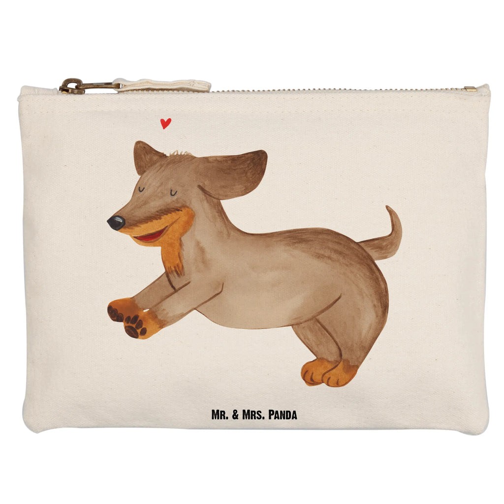 Schminktasche Hund Dackel fröhlich Schminktasche, Kosmetiktasche, Kosmetikbeutel, Stiftemäppchen, Etui, Federmappe, Makeup, XXL, Schminketui, Kosmetiketui, Schlamperetui, Hund, Hundemotiv, Haustier, Hunderasse, Tierliebhaber, Hundebesitzer, Sprüche, Hunde, Dackel, Dachshund, happy dog