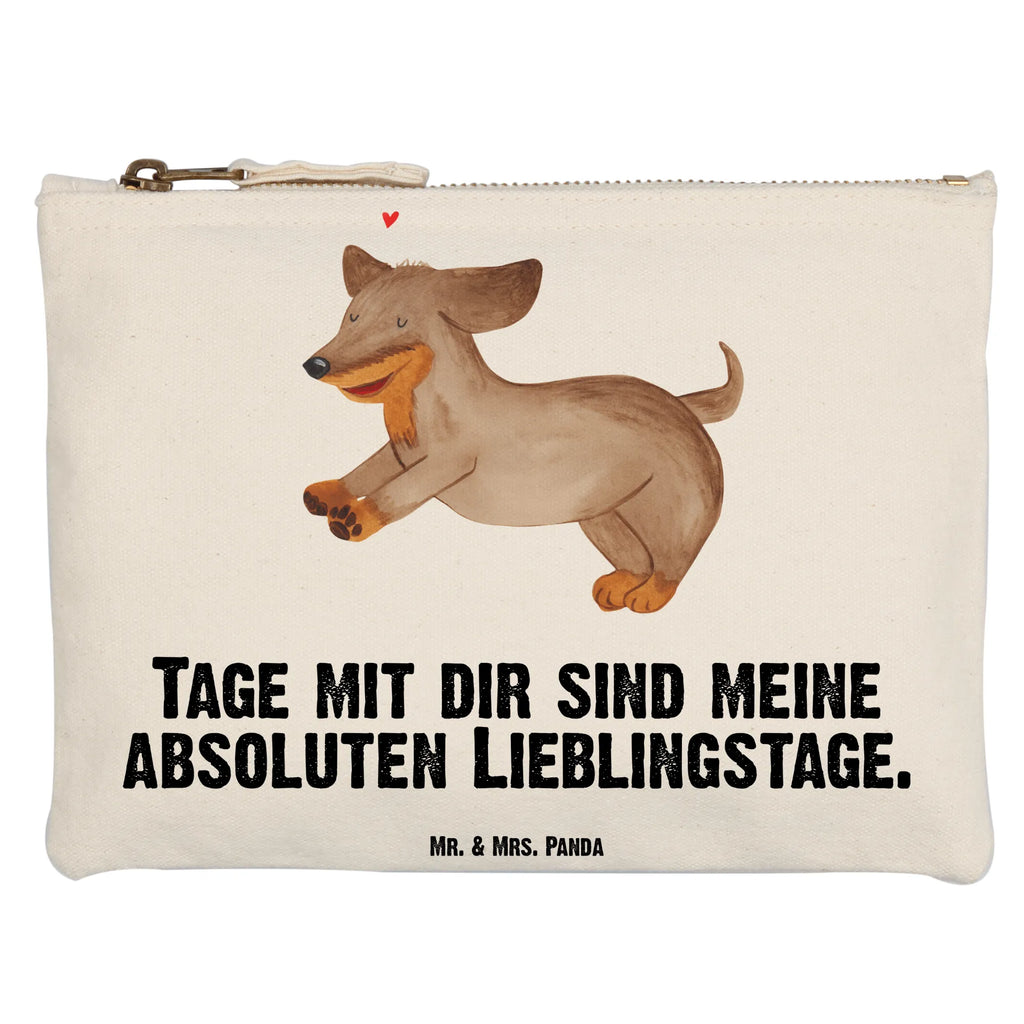 Schminktasche Hund Dackel fröhlich Schminktasche, Kosmetiktasche, Kosmetikbeutel, Stiftemäppchen, Etui, Federmappe, Makeup, XXL, Schminketui, Kosmetiketui, Schlamperetui, Hund, Hundemotiv, Haustier, Hunderasse, Tierliebhaber, Hundebesitzer, Sprüche, Hunde, Dackel, Dachshund, happy dog