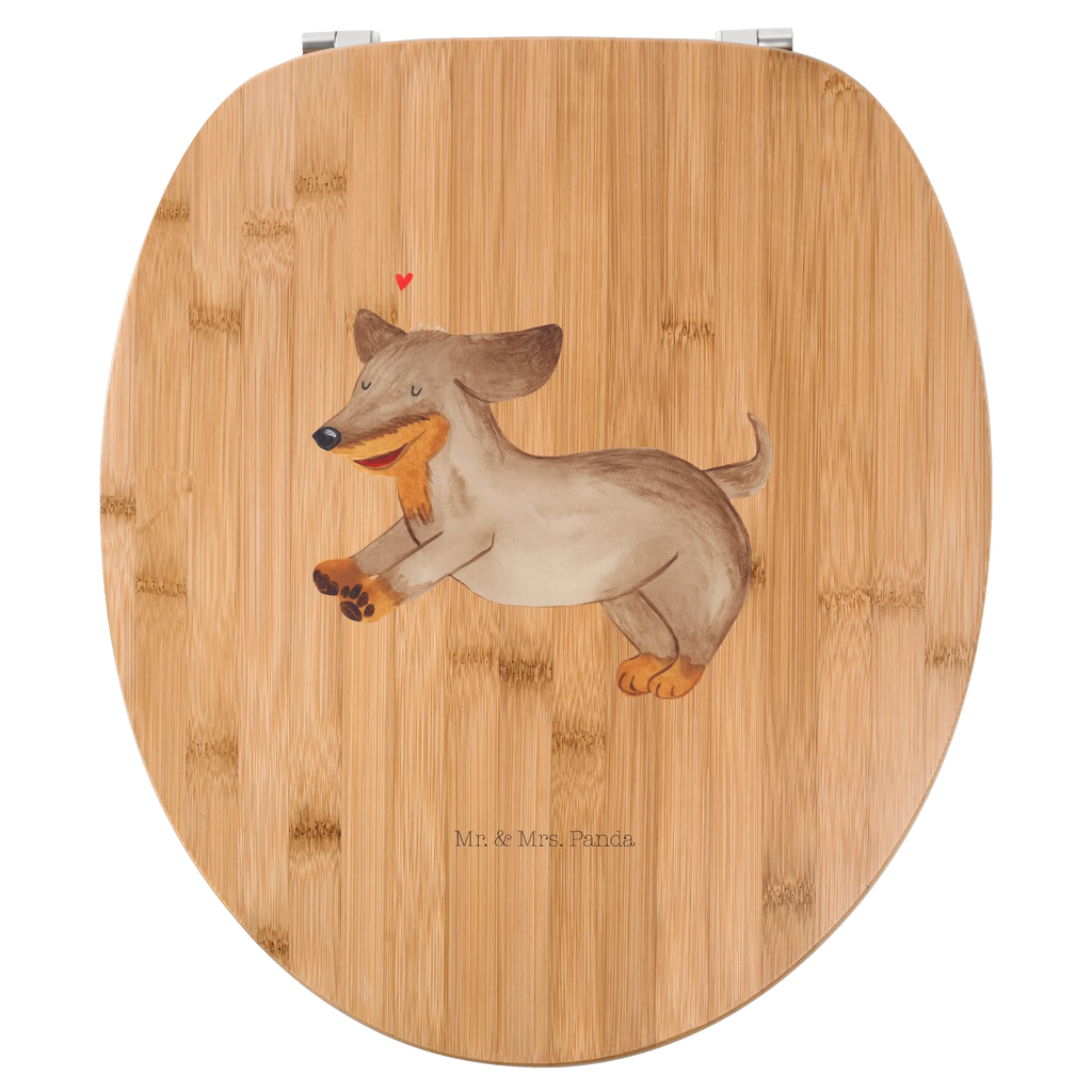 Motiv WC Sitz Hund Dackel fröhlich Klobrille, Klodeckel, Toilettendeckel, WC-Sitz, Toilette, Hund, Hundemotiv, Haustier, Hunderasse, Tierliebhaber, Hundebesitzer, Sprüche, Hunde, Dackel, Dachshund, happy dog