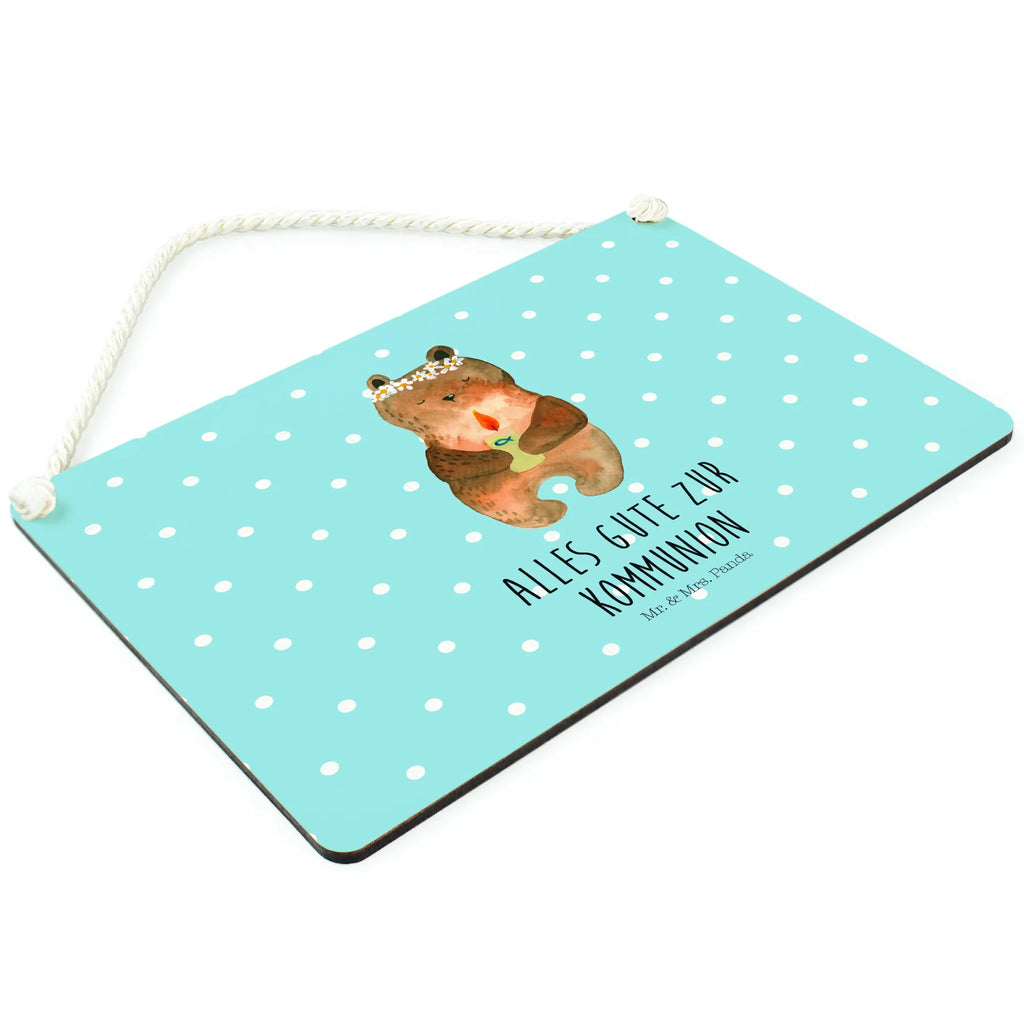 Deko Schild Kommunion-Bär Dekoschild, Deko Schild, Schild, Tür Schild, Türschild, Holzschild, Wandschild, Wanddeko, Bär, Teddy, Teddybär, Kommunion, Gottes Segen, Taufkerze, katholisch