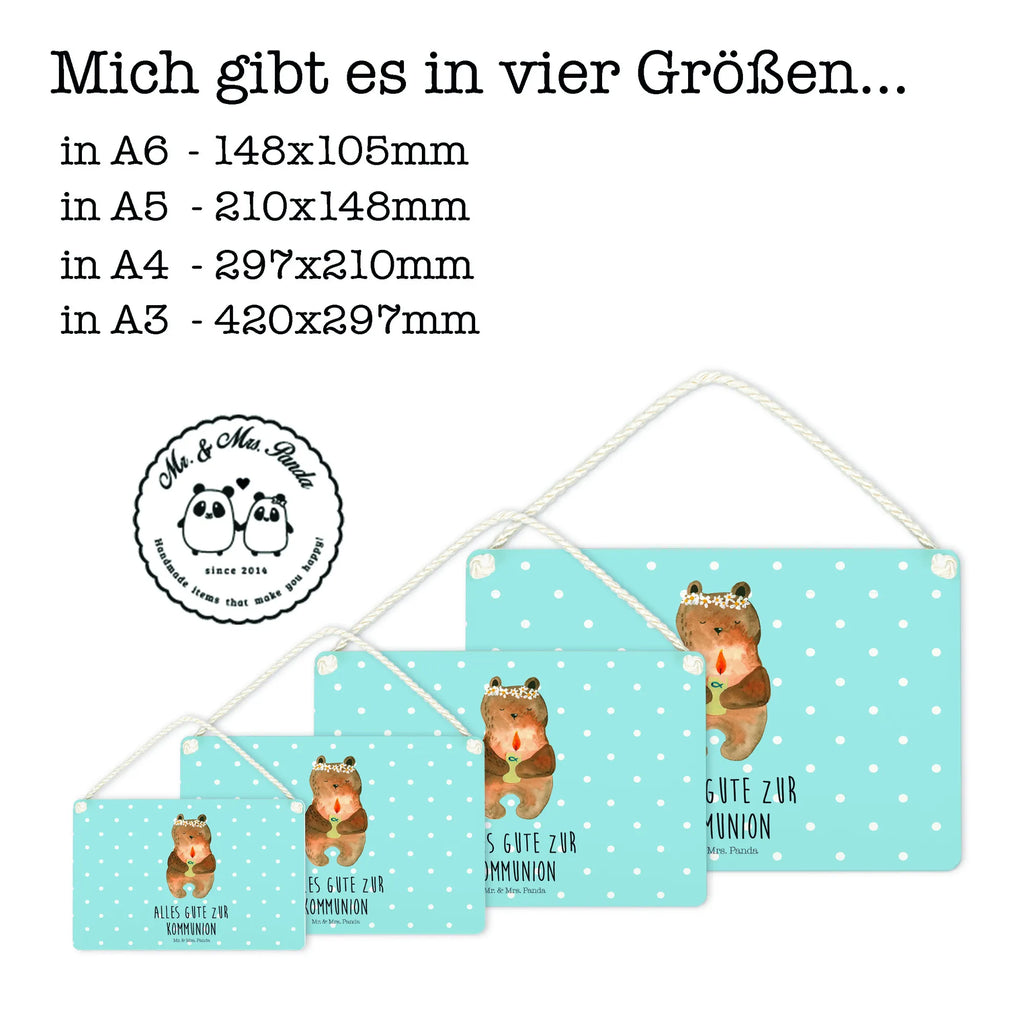 Deko Schild Kommunion-Bär Dekoschild, Deko Schild, Schild, Tür Schild, Türschild, Holzschild, Wandschild, Wanddeko, Bär, Teddy, Teddybär, Kommunion, Gottes Segen, Taufkerze, katholisch